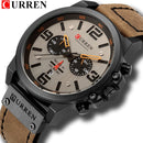 Relojes CURREN para hombre, marca de lujo, reloj de pulsera deportivo resistente al agua, cronógrafo, cuarzo, militar, cuero genuino, reloj Masculino