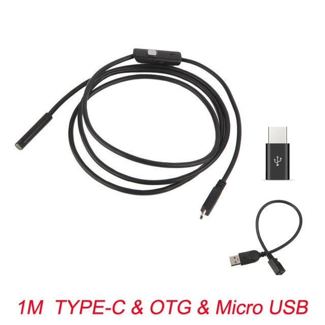 7 mm Endoskopkamera Flexible IP67 wasserdichte Micro-USB-Inspektionsendoskopkamera für Android PC Notebook 6 LEDs einstellbar