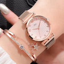 Pulsera de lujo para mujer, relojes de cuarzo para mujer, reloj magnético para mujer, vestido deportivo, reloj de pulsera con esfera rosa, reloj femenino