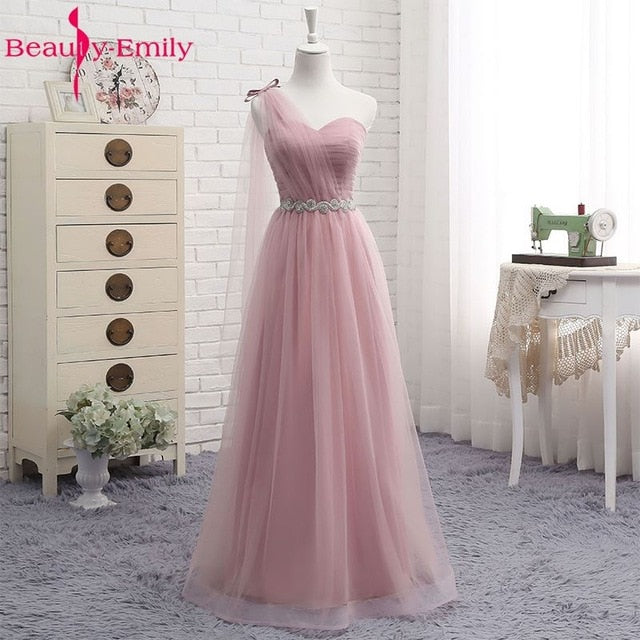 Hot V Neck Bridesmaid Dresses long for Women Elegant 2020 A Line Sparkly Tulle Pink Party Dress for Wedding Party Plus Size