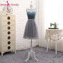 Vestidos largos de dama de honor con cuello en V para mujer elegantes 2020 línea A vestido de fiesta rosa de tul brillante para fiesta de boda de talla grande