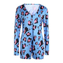 Sexy Women Bodysuit Long Sleeve Deep V Neck Bodycon Stretch Leotard Crop Top Button Short Romper Pajamas Women Jumpsuit Overalls