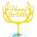 Happy Birthday Love Flag Cake Topper Acrylic Letter Gold Silver Cake Top Flag Decoration for Birthday Party Wedding Supplies