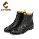 Sipriks Mens Navy Blue Crocodile Skin Shoes Bespoke Zip Goodyear Boots Boss Male Cowboy Boot Dark Brown Black Ankle Boots Big 45