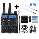 2pcs Real 8W Baofeng UV-5R Walkie Talkie UV 5R High Power Amateur Ham CB Radio Station UV5R Dual Band Transceiver 10KM Intercom