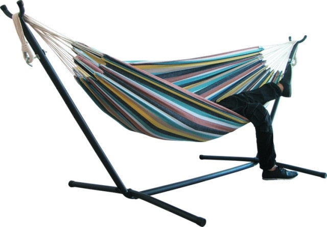 Hamaca para acampar en interiores/exteriores de 200x150cm, silla colgante, cómoda y duradera, hamacas a rayas de lona gruesa, sillas columpio sin estante