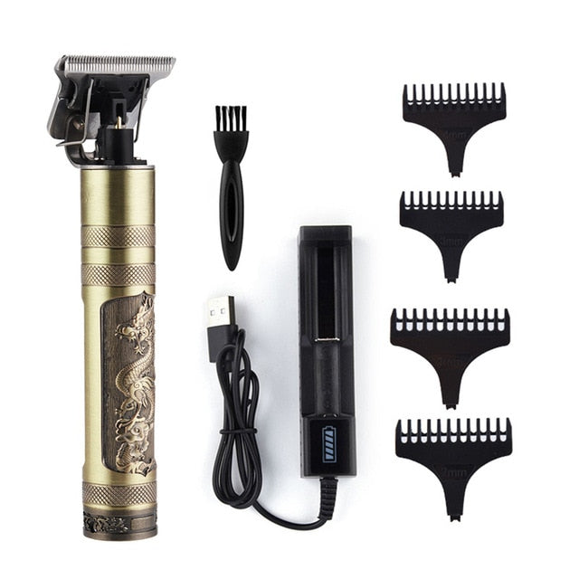 Professional Barber Hair Clipper Rechargeable Electric T-Outliner Finish Cutting Machine Beard Trimmer Shaver Cordless Corded