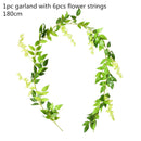 Green Eucalyptus Leaves Garland Wisteria Artificial Flowers Rattan Fake Plant Silk Leaf Vines For Wedding Birthday Party Decor