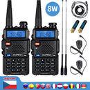 2pcs Real 8W Baofeng UV-5R Walkie Talkie UV 5R High Power Amateur Ham CB Radio Station UV5R Dual Band Transceiver 10KM Intercom
