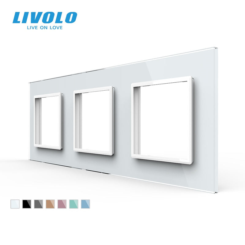 Livolo Luxury White Pearl Kristallglas, EU-Standard, dreifache Glasscheibe für Wandschalter und Steckdose, C7-3SR-11 (4 Farben)