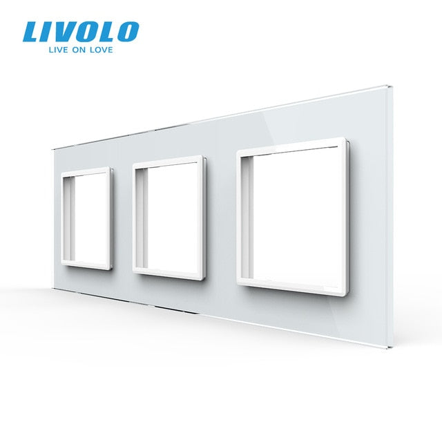 Livolo Luxury White Pearl Kristallglas, EU-Standard, dreifache Glasscheibe für Wandschalter und Steckdose, C7-3SR-11 (4 Farben)