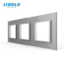 Livolo Luxury White Pearl Crystal Glass,EU standard, Triple Glass Panel For Wall Switch&Socket,C7-3SR-11  (4 Colors)