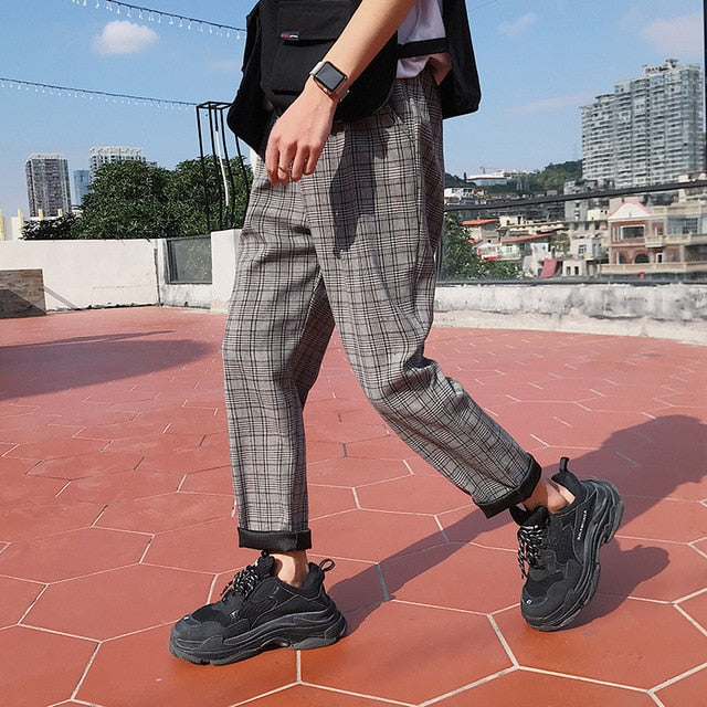 LAPPSTER-Jugend Streetwear Schwarz Karierte Hose Herren Jogger 2020 Herren Gerade Haremshose Herren Koreanische Hip Hop Hose Übergröße