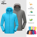Chaqueta de lluvia para acampar para hombres y mujeres, ropa impermeable de protección solar, ropa de pesca y caza, rompevientos de piel de secado rápido con bolsillo