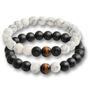 2 unids/set de pulsera de cuentas, abalorio de piedra de tigre Natural, pulseras de distancia de pareja con cuentas de ónix para hombres y mujeres, regalo para Amiga, joyería elástica