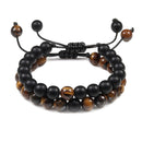 2 unids/set de pulsera de cuentas, abalorio de piedra de tigre Natural, pulseras de distancia de pareja con cuentas de ónix para hombres y mujeres, regalo para Amiga, joyería elástica