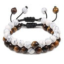 2 unids/set de pulsera de cuentas, abalorio de piedra de tigre Natural, pulseras de distancia de pareja con cuentas de ónix para hombres y mujeres, regalo para Amiga, joyería elástica