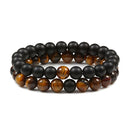 2 unids/set de pulsera de cuentas, abalorio de piedra de tigre Natural, pulseras de distancia de pareja con cuentas de ónix para hombres y mujeres, regalo para Amiga, joyería elástica