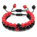 2 unids/set de pulsera de cuentas, abalorio de piedra de tigre Natural, pulseras de distancia de pareja con cuentas de ónix para hombres y mujeres, regalo para Amiga, joyería elástica