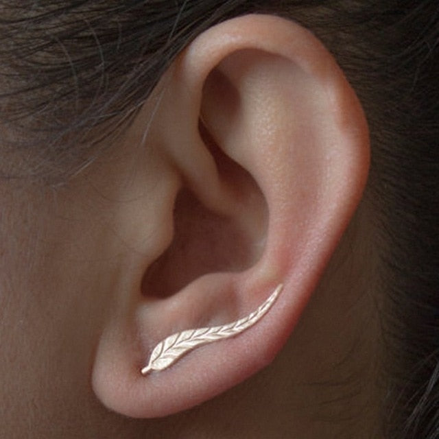 Pendiente de Clip de hoja de oro de moda para mujer sin Piercing Puck Rock Vintage Crystal Ear Cuff Girls Jewerly regalos
