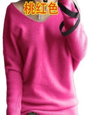 Frühling Herbst Kaschmirpullover Damenmode sexy V-Ausschnitt Pullover locker 100% Wolle Fledermausärmel plus Größe Strickoberteile