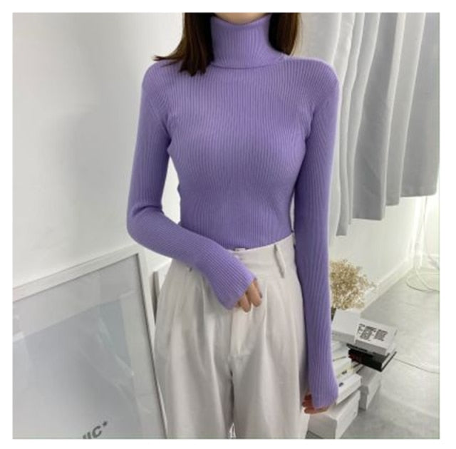 Suéteres para mujer, Tops de Otoño Invierno 2020, suéter coreano ajustado para mujer, suéter de punto, Jersey suave y cálido para mujer