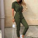Streetwear White Sexy Bodycon Jumpsuit Women Overalls Rompers 2020 Short Sleeve Skinny Summer Womens Jumpsuit