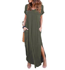 Plus Size 5XL Sexy Women Dress Summer 2020 Solid Casual Short Sleeve Maxi Dress For Women Long Dress Free Shipping Lady Dresses