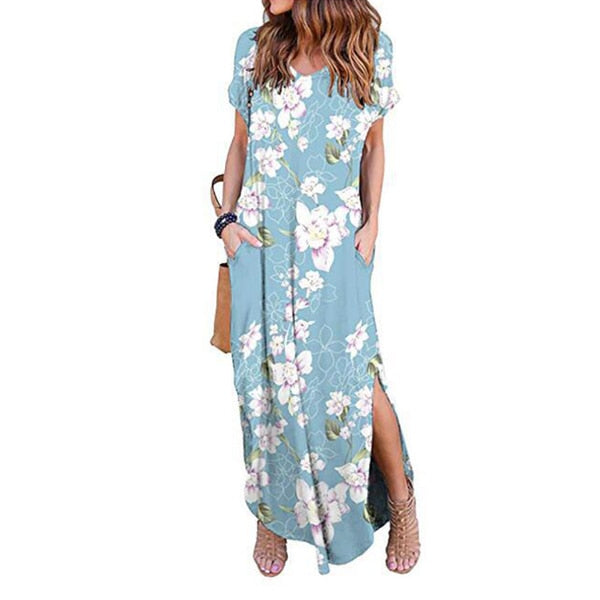 Reizvolles Frauen-Kleid plus Größe 5XL Sommer 2020 beiläufiges kurzes Hülsen-Blumenmaxikleid für Frauen-langes Kleid-freies Verschiffen-Dame-Kleider