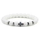 Prayer Men Natural Stone Wood Beads Rosary Hematite Cross Bracelets Onyx Meditation Bracelet Women Yoga Jewelry Homme Pulsera