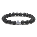 Prayer Men Natural Stone Wood Beads Rosary Hematite Cross Bracelets Onyx Meditation Bracelet Women Yoga Jewelry Homme Pulsera