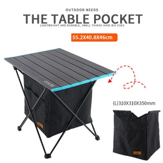 Mesa plegable para exteriores con bolsa de almacenamiento, mesa plegable de aluminio para pícnic al aire libre, escritorio de Camping con mantel impermeable