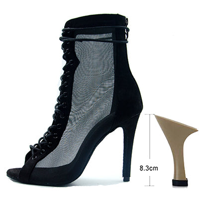 Women Dance Boots For Ladies High Heel Flannel Ballroom Modern Dance Shoes Black  Gilrs Soft Sole Bachata Salsa Dancing Shoes