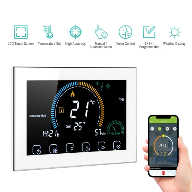 WiFi-Thermostat Programmierbarer Wasser-Gas-Heizungsthermostat Smart Termostato Wifi Voice APP-Steuerung für Echo Google Home GC