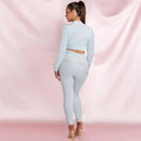 JillPeri Winter Velvet Crop Jacket and Tracksuit Joggers Two Piece Set with Diamante Rhinestones Jogging Suits for Women