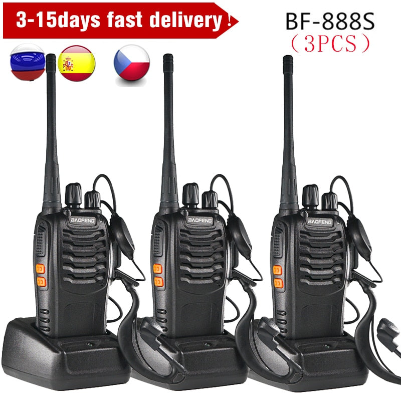 3 uds Baofeng BF 888S Radio bidireccional BF-888S 6km Walkie Talkie 5W portátil CB Ham Radio de mano HF transceptor interfono bf888S