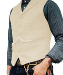 Men's Suit Vest Brown Wedding Wool Tweed Business Waistcoat Jacket Casual Slim Fit Gilet Homme Vests For Groosmen Man Wedding