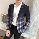 Men Blazer 2020 Spring New Colorblock Plaid Blazer Men Slim Casual Man Blazers Wedding Business Party Clothing Dress Men Coats