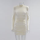 CNYIHSE Sexy Bodycon Velvet Mini Dress Women Autumn Long Sleeve High Neck Party Dresses Female Velvet Sheath Dress Robes Vestido