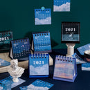 2021 Sun Moon Star Series mini Desktop Paper landscape Calendar dual Daily Scheduler Table Planner Yearly Agenda Organizer