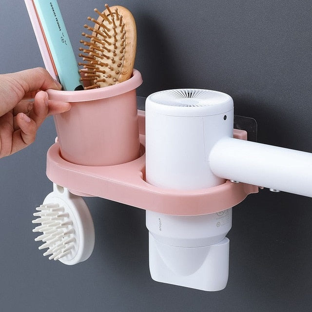 Soporte para secador de pelo manos libres, caja de almacenamiento, estante de rizador para baño, organizador, estante de almacenamiento, conjunto de accesorios de baño para el hogar