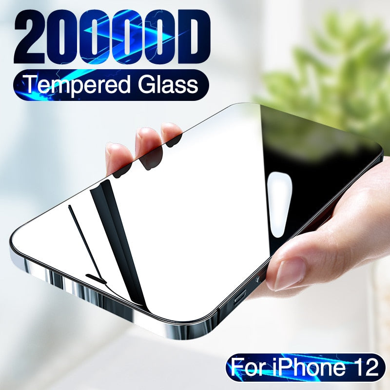 20000D cubierta completa de vidrio templado para iPhone 12 mini Protector de pantalla para iPhone 12 Pro Max Protector de pantalla iPhone 12 película de vidrio