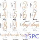 Wooden Baby Month Milestone Card Newborn Birth Month Birthday Milestone Wooden Teether Baby Kids Photography Props Toy