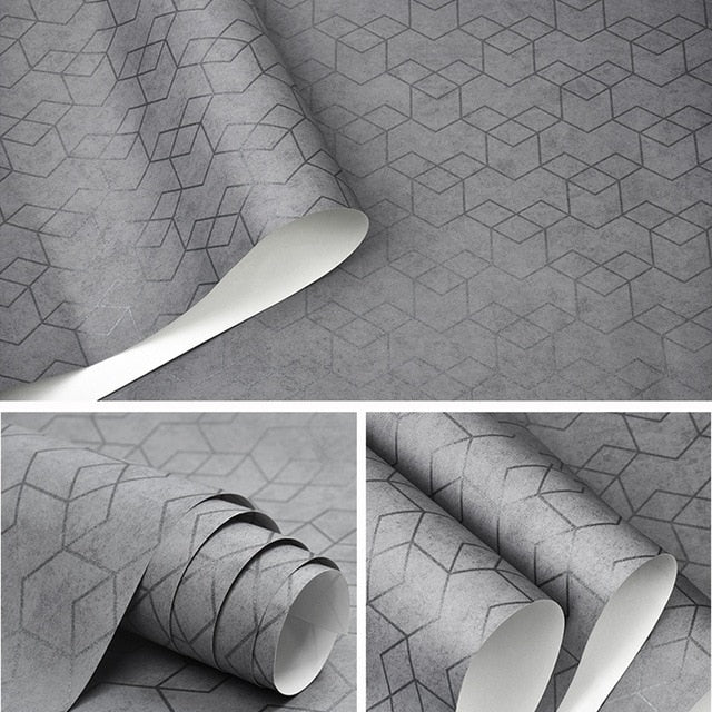 Gris oscuro|Blanco|Negro Papel tapiz geométrico simple Rollo Diseño moderno Papel de pared Decoración de pared para el hogar Dormitorio Sala de estar Fondo