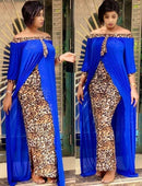 Mr Hunkle Leopard Loose Bodycon Fashion outdoor WomenMaxi  Dress Leisure Patchwork Strapless Sexy Ethnic Style African vestidos