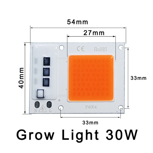 5 uds LED Grow COB Chip Phyto lámpara espectro completo AC220V 10W 20W 30W 50W para plantas de interior cultivo de plántulas y crecimiento de flores iluminación
