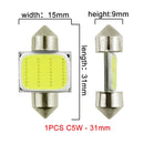 1x C10W C5W LED COB Festoon 31mm 36mm 39mm 41/42mm 12V White bulbs for cars License plate Interior Reading Light 6500K 12SMD