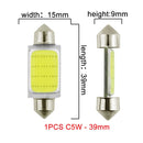 1x C10W C5W LED COB Festoon 31mm 36mm 39mm 41/42mm 12V White bulbs for cars License plate Interior Reading Light 6500K 12SMD