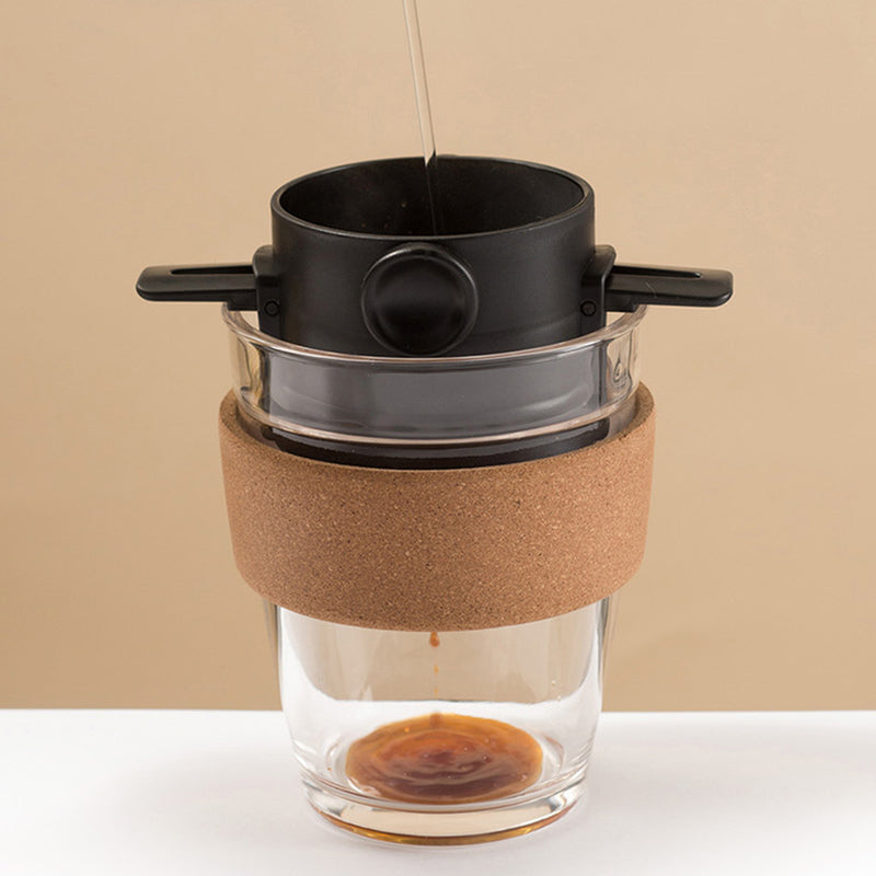 Cafetera con filtro de café portátil plegable, soporte para té y café por goteo de acero inoxidable, goteador de café reutilizable sin papel