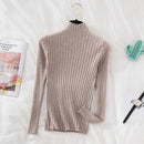 Croysier Pullover Gerippter Strickpullover Herbst-Winter-Kleidung Frauen 2020 Stehkragen Langarm Slim Basic Frau Pullover Tops